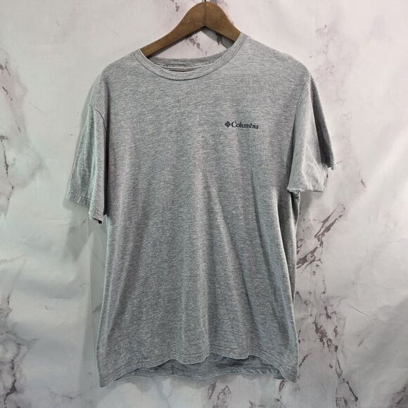 Columbia T Shirt Mens Medium Gray Short Sleeve Tee Crew Neck Tent Camping - Picture 5 of 11